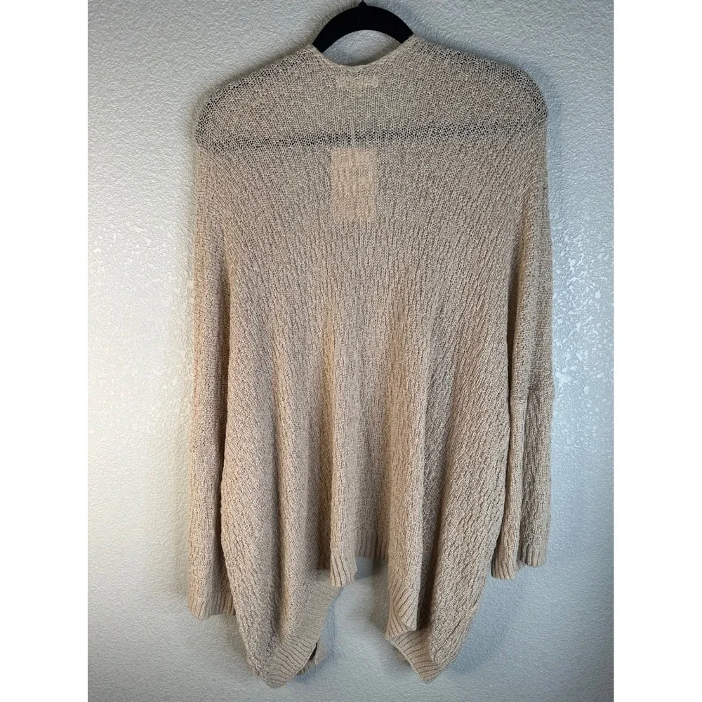 Miracle Women Beige Open Front Batwing‎ Pocket Knit Cardigan Size S/M